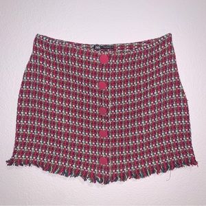 Zara Tweed Multicolor Mini Skirt